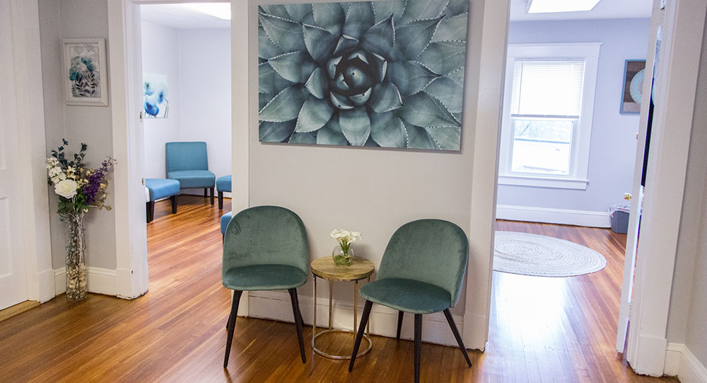 waiting room at The Teal Door Counseling Center in Cortland Manor, NY